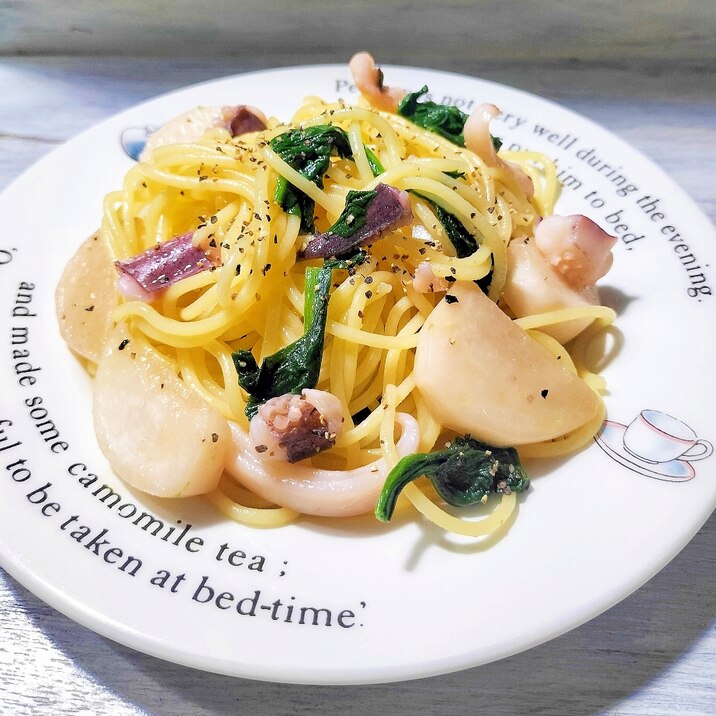 小カブとアオリイカのパスタdeおもてなし♡